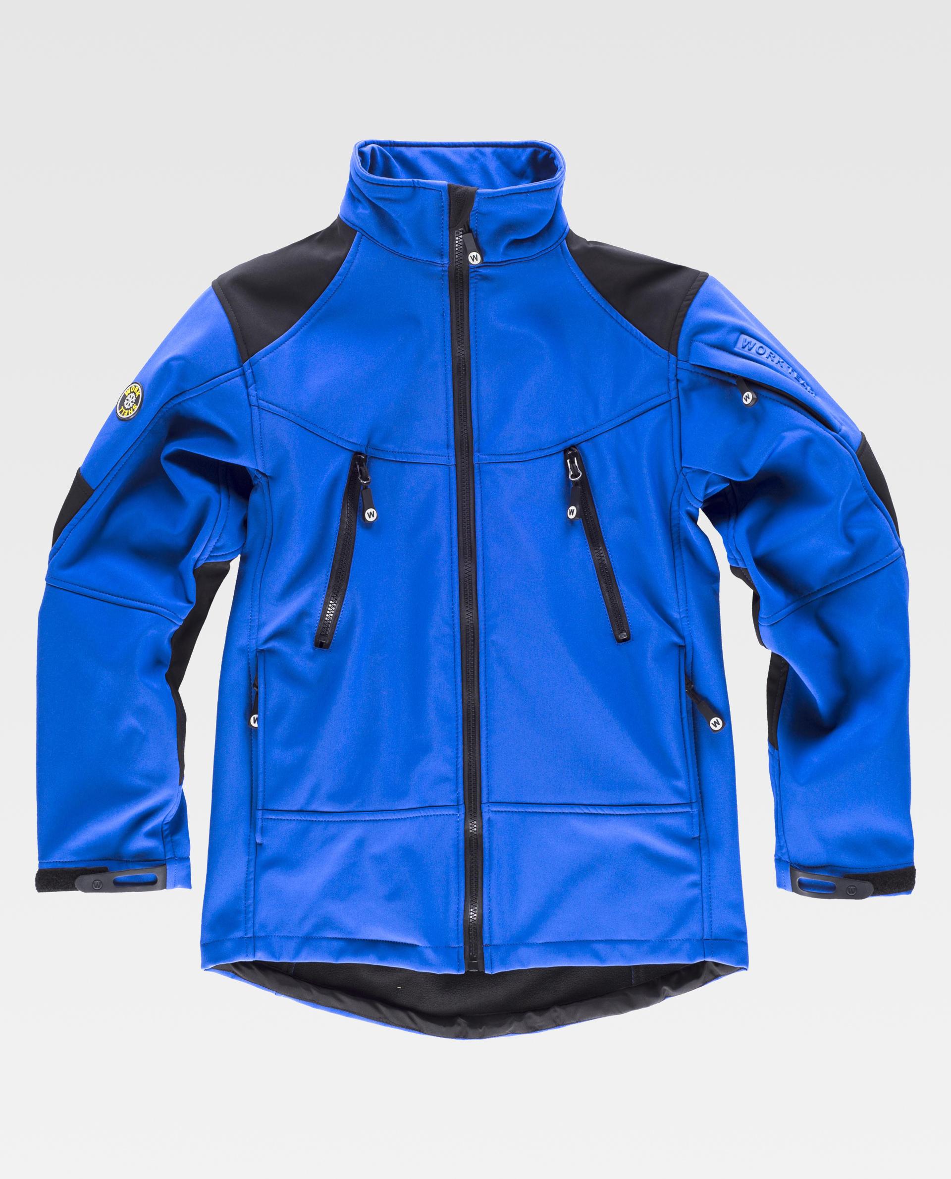 Chaqueta Workshell combinada. Cuello alto y cierre